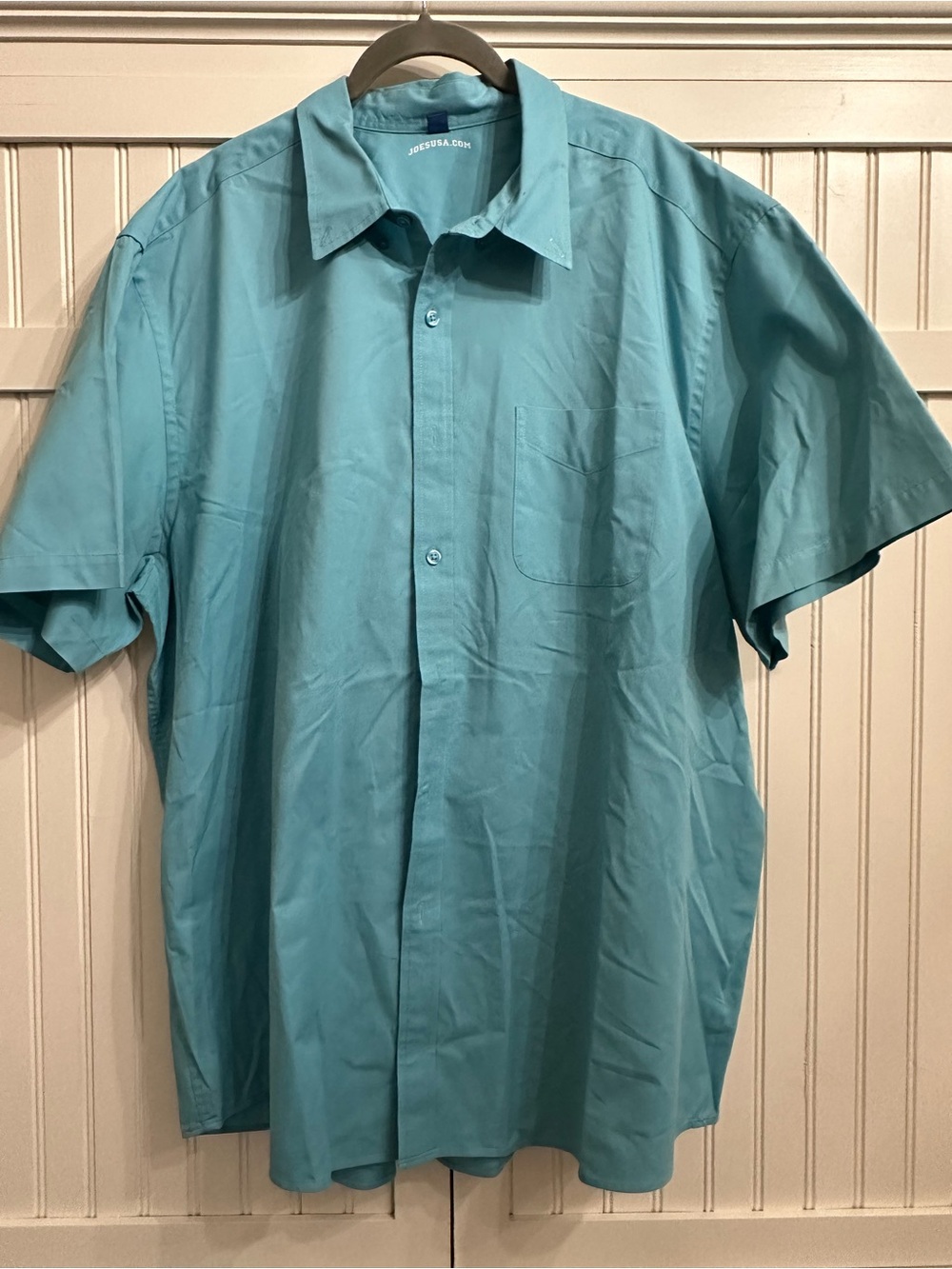 Joe’s USA Men's Short-Sleeve Button-Down Shirt - Teal Blue Size 3XL